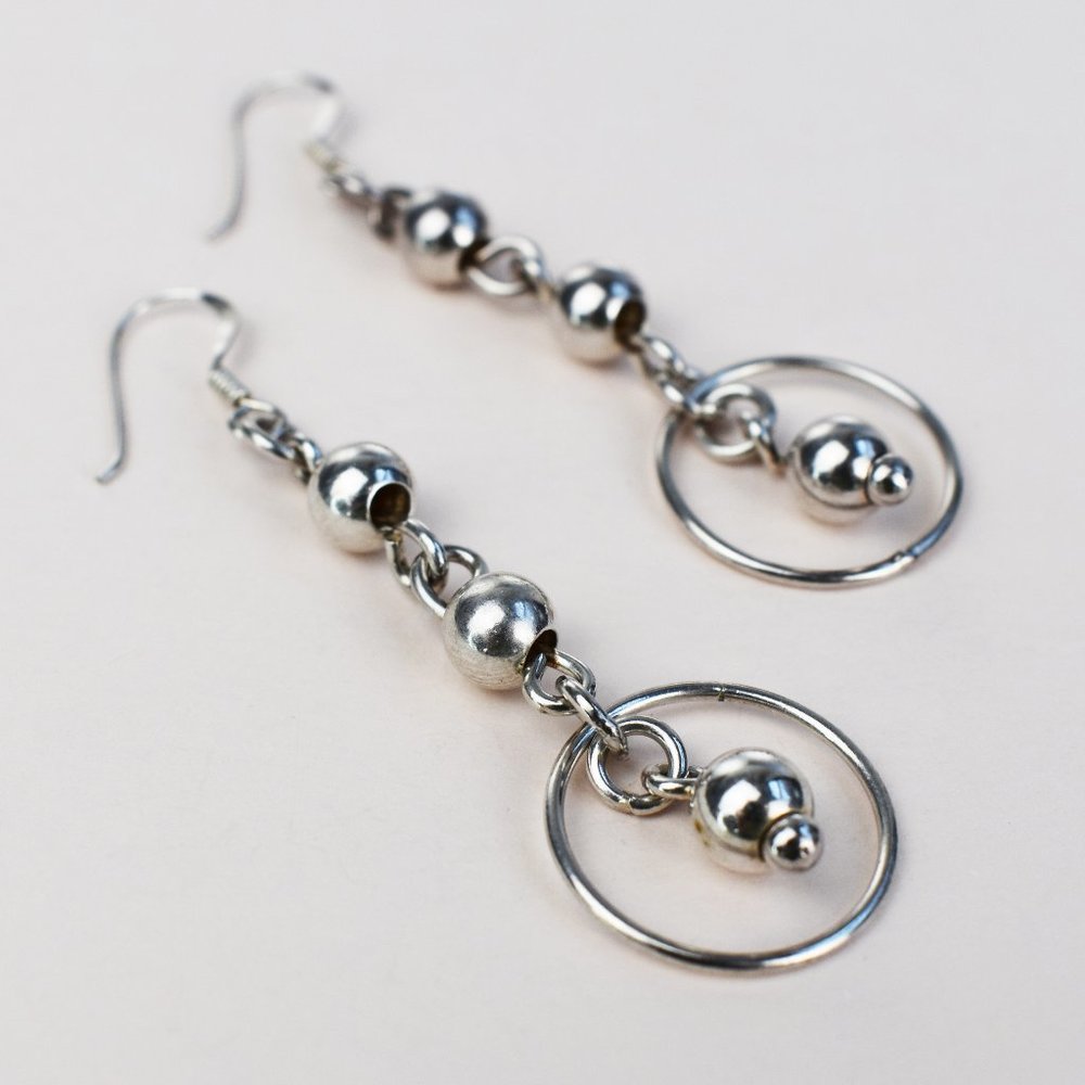 Long Korean aesthetic earrings, stylish silver earrings, alt kpop earrings